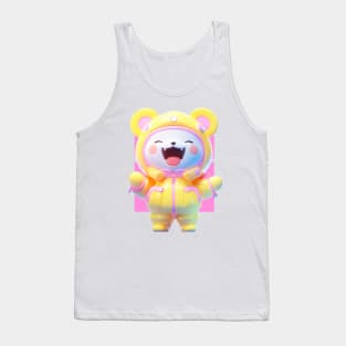 AKBLM - GENKI 元気 HAPPY JELLY PUFF KUMA | KAWAII 3D PASTEL YELLOW AESTETHIC ANIME CHARACTER Tank Top